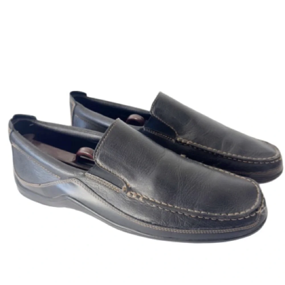 Cole Haan CO3557 Men’s Black Leather Driving Loafers Sz 11M Venetian
